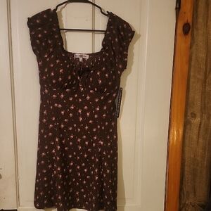 Madden Girl Black and Pink Floral Mini Dress